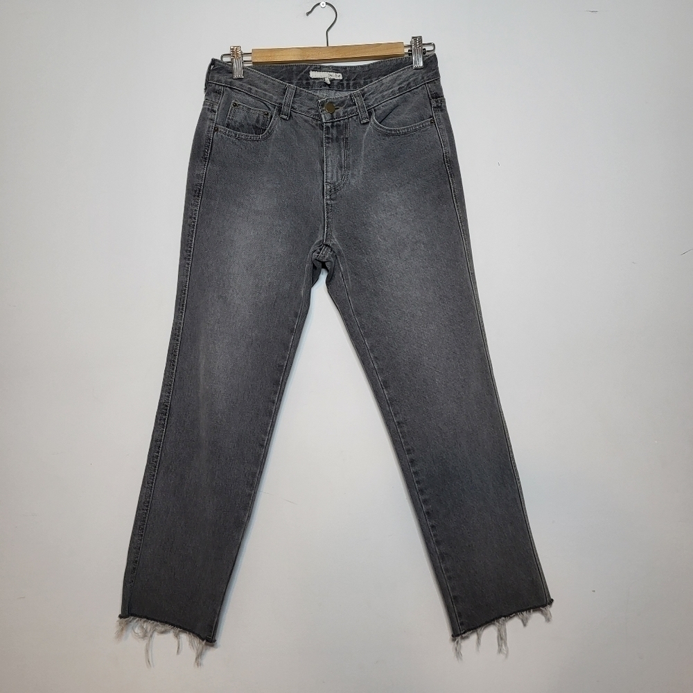 Oak + Fort Raw Hem Grey Wash Jeans Size Medium